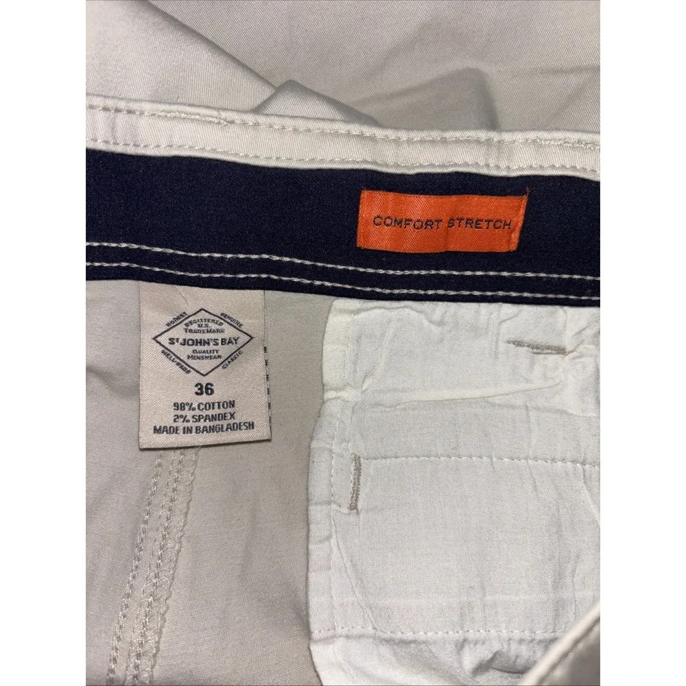 St. John's Bay Cargo Shorts Mens 36 Beige Comfort Stretch Cotton Blend